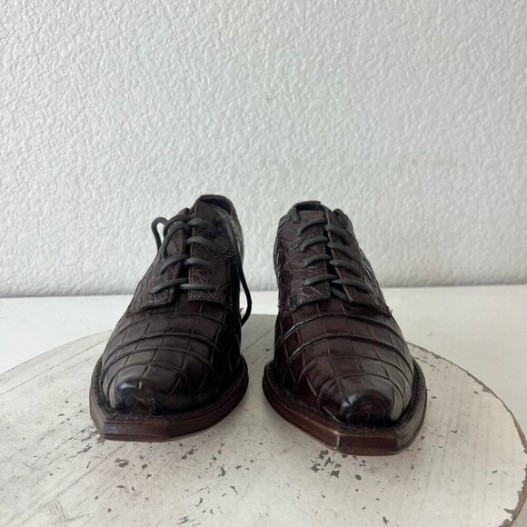 Rod Patrick Womens Lace Up Shoes 6 C Brown Caiman Exotic Western Boots Loafers - Picture 5 of 11